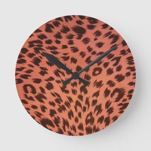 PINK ANIMAL PRINT RUNDE WANDUHR (Vorderseite)
