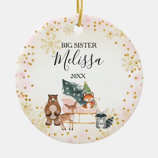 PINK ANIMAL Sister Christmas Ohrts Ornament for (Vorne)