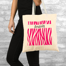 Pink Animal Striped Tote Tragetasche