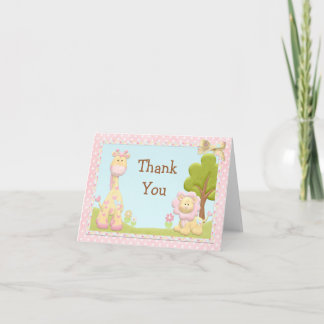 Pink Animals Baby Dusche Vielen Dank Dankeskarte