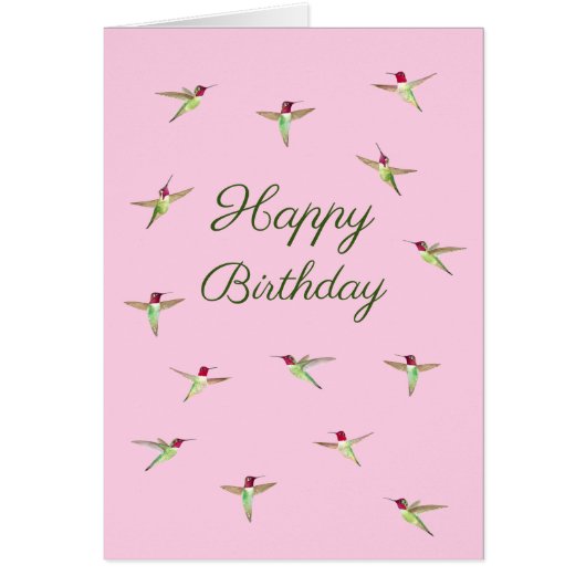 Pink Anna’s Hummingbirds Birthday Card (Vorne)
