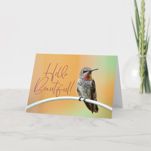 Pink Anna's Hummingbird Foto Hello Beautiful Card Dankeskarte (Vorderseite)