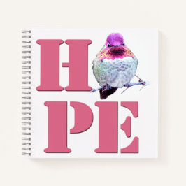 Pink Anna's Hummingbird Foto HOPE 8x8 Notebook Notizblock