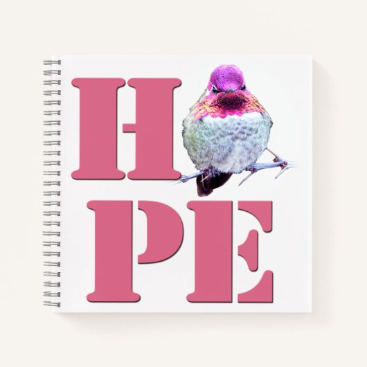 Pink Anna's Hummingbird Foto HOPE 8x8 Notebook Notizblock (Vorderseite)
