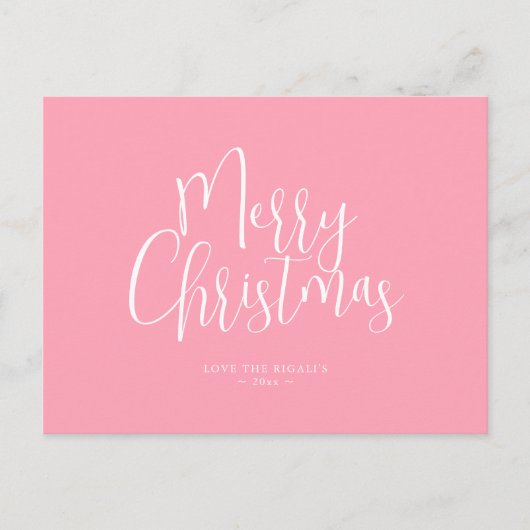 Pink Anpassbare Weihnachtskarten Feiertagspostkarte (Vorderseite)