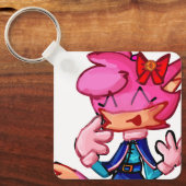 Pink Anthro Cartoon Tierischer Schlüsselanhänger (Vorderseite)