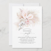 Pink Anthurium and Pampas Grass Engagement Party Einladung (Vorderseite)