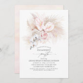 Pink Anthurium and Pampas Grass Engagement Party Einladung (Vorne/Hinten)