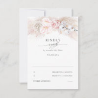 Pink Anthuriums and Pampas Grass Wedding RSVP
