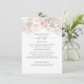 Pink Anthuriums Pampas Grass Hochzeitsinformatione Begleitkarte (Stehend Vorderseite)