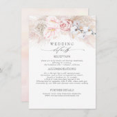 Pink Anthuriums Pampas Grass Hochzeitsinformatione Begleitkarte (Vorne/Hinten)