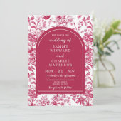 Pink Antique Chinoiserie Hochzeit Einladung (Stehend Vorderseite)