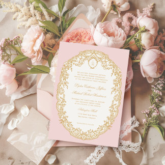 Pink Antique Paris Monogram Invitation Einladung