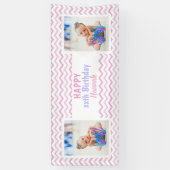 Pink any Age Girl Foto Girly Birthday Party Banner (Vertikal)