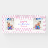 Pink any Age Girl Foto Girly Birthday Party Banner (Horizontal)