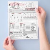 Pink Apparell T - Shirt Druckauftragsformular Flyer (Hand)
