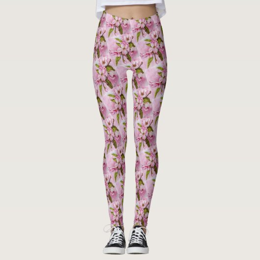 PINK APPBLOSSOM FLORAL LEGGINGS (Vorderseite)