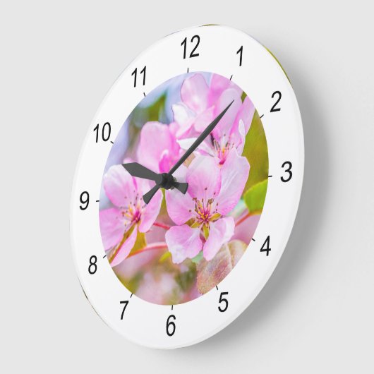 Pink Apple Blossom Große Wanduhr (Winkel)