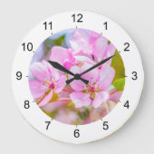 Pink Apple Blossom Große Wanduhr (Vorderseite)