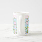 Pink Apple Blossom Muster und Pink Band Porzellantasse (Rückseite)