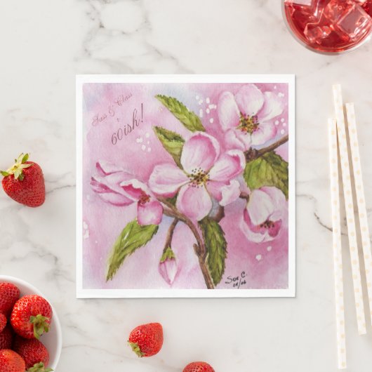 PINK APPLE BLOSSOMS BLUME MIT MONOGRAMM SERVIETTE (Beispiel)