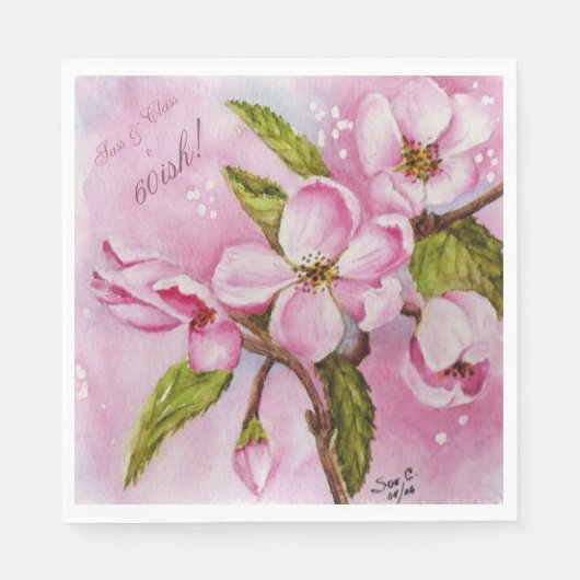 PINK APPLE BLOSSOMS BLUME MIT MONOGRAMM SERVIETTE (Vorderseite)