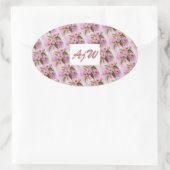 PINK APPLE BLOSSOMS MIT MONOGRAMM OVALER AUFKLEBER (Tasche)