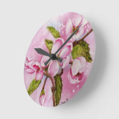 PINK APPLE BLOSSOMS WALL CLOCK RUNDE WANDUHR (Winkel)