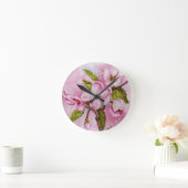 PINK APPLE BLOSSOMS WALL CLOCK RUNDE WANDUHR (Zuhause)