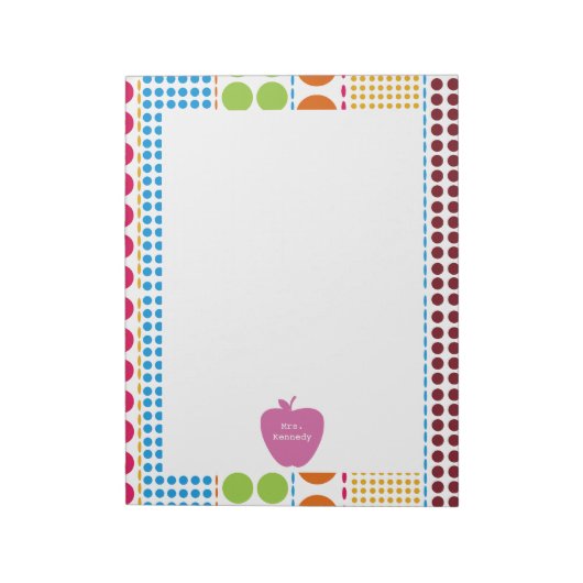 Pink Apple Boho Dots Teacher Notizblock (Rotiert)