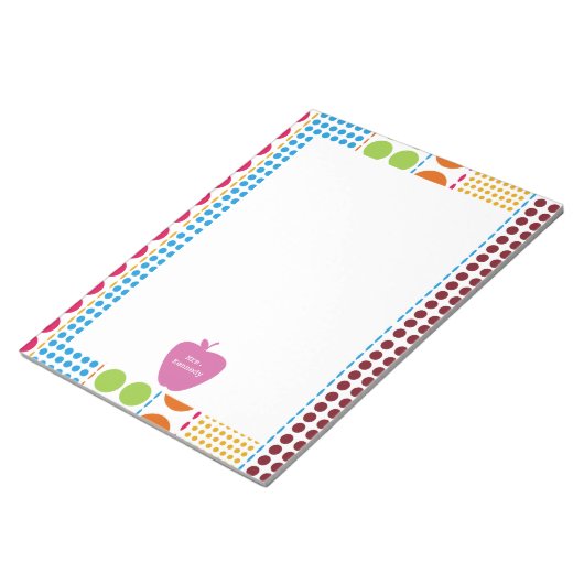 Pink Apple Boho Dots Teacher Notizblock (angewinkelt)