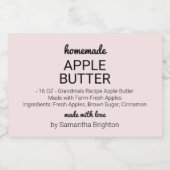 Pink Apple Butter Küche Pantry Food Jar Label Lebensmitteletikett (Einzelnes Label)