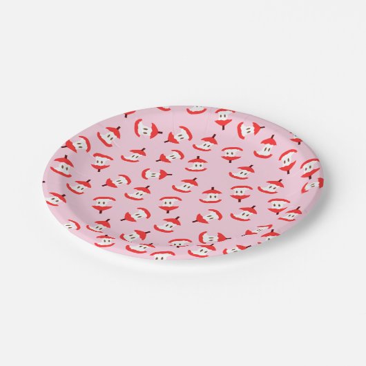 Pink Apple Core Paper Plate Pappteller (Schrägansicht)