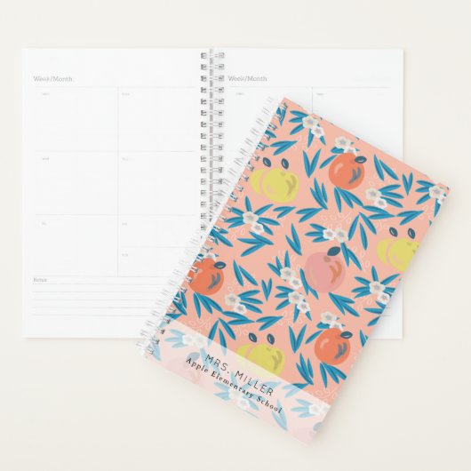 Pink Apple floral Muster Lehrer Planner Planer (Anzeige)