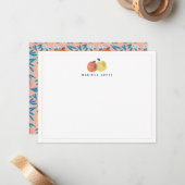 Pink Apple Floral Teacher Stationery Note Card Mitteilungskarte (Vorderseite/Rückseite Beispiel)