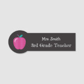 Pink Apple Imitate Chalkboard Lehrer Name Tag Namensschild (Vorderseite)