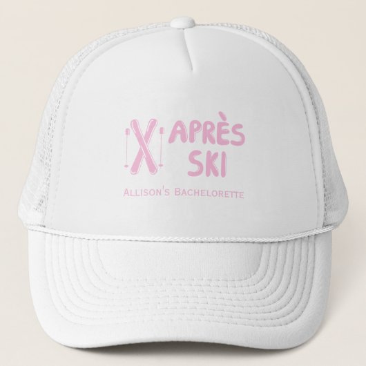 Pink Apres Ski Junggeselinnen-Abschied Hut Truckerkappe (Vorderseite)