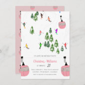 Pink Aprés Ski Skifahren Geburtstag Einladung (Vorne/Hinten)