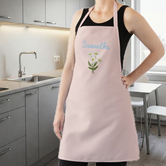 pink Apron for Women with Daisies Schürze