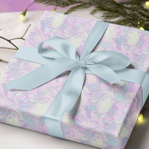 pink + aqua antique santa claus muster christentum geschenkpapier
