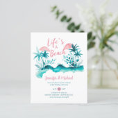 Pink Aqua Beach Floral Boho Frühjahrssommer Hochze (Stehend Vorderseite)