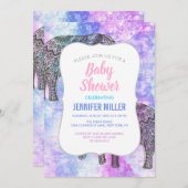 Pink Aqua Black Elephant Bright Tribal Einladung (Vorne/Hinten)