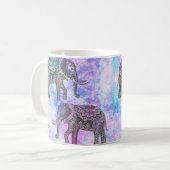 Pink Aqua Black Elephant Bright Tribal Kaffeetasse (Vorderseite Links)