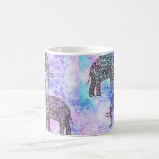 Pink Aqua Black Elephant Bright Tribal Kaffeetasse (Mittel)