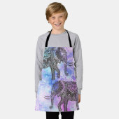 Pink Aqua Black Elephant Bright Tribal Schürze (Getragen)