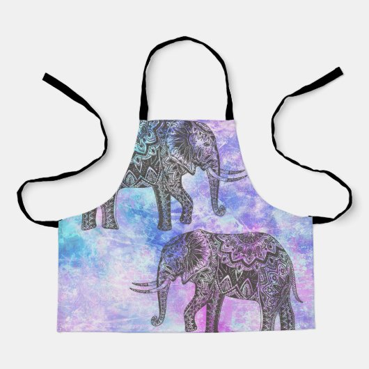 Pink Aqua Black Elephant Bright Tribal Schürze (Vorderseite)