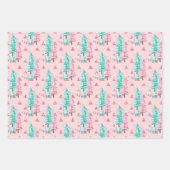 Pink Aqua Blauer Weihnachtsbäckerbaum Geschenkpapier Set (Vorderseite)