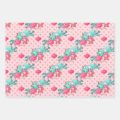 Pink Aqua Blauer Weihnachtsbäume Kekse Geschenkpapier Set (Vorderseite 3)