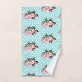 PINK AQUA BLUE FLORAL SPOT BADEZIMMER TOWEL SET (Handtuch)