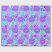 Pink Aqua Floral Abstraktes Muster Name Geschenkpapier (Flach)